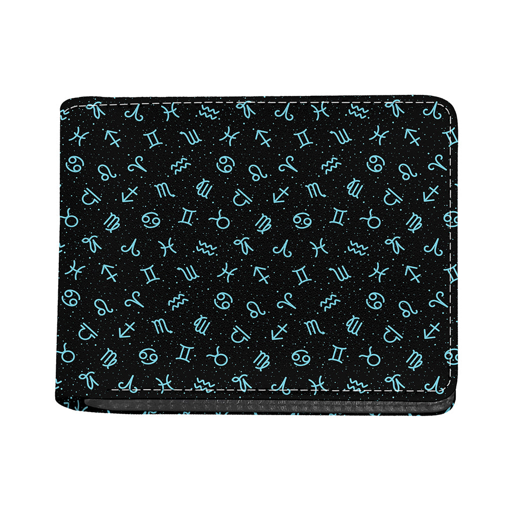 Blue Zodiac Symbols Pattern Print Bifold Wallet