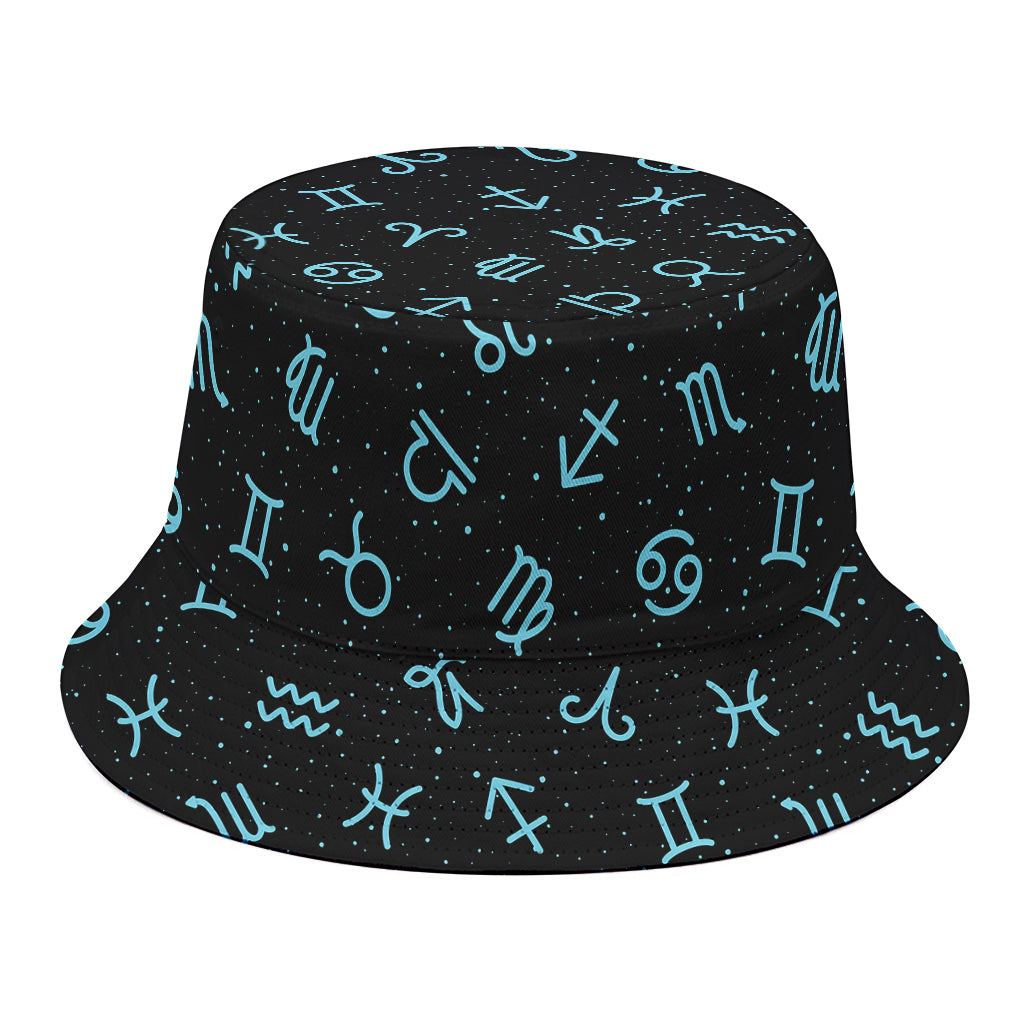 Blue Zodiac Symbols Pattern Print Bucket Hat
