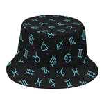 Blue Zodiac Symbols Pattern Print Bucket Hat