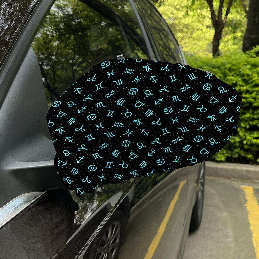 Blue Zodiac Symbols Pattern Print Car Side Mirror Covers