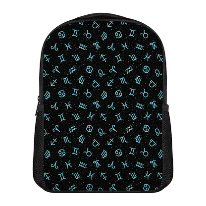 Blue Zodiac Symbols Pattern Print Casual Backpack