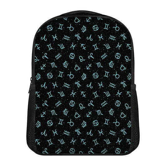 Blue Zodiac Symbols Pattern Print Casual Backpack