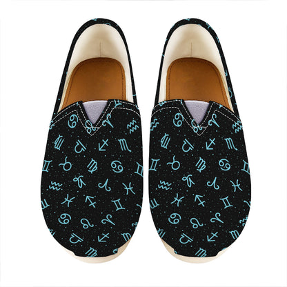 Blue Zodiac Symbols Pattern Print Casual Shoes