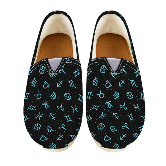 Blue Zodiac Symbols Pattern Print Casual Shoes