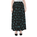 Blue Zodiac Symbols Pattern Print Chiffon Maxi Skirt