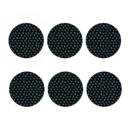 Blue Zodiac Symbols Pattern Print Coaster Set