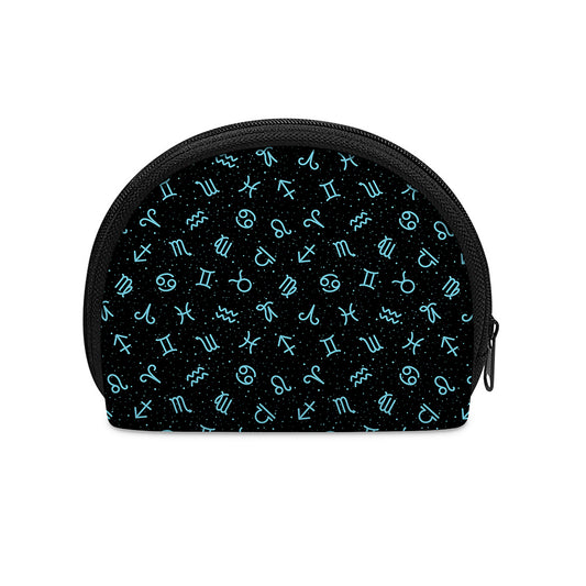 Blue Zodiac Symbols Pattern Print Coin Purse