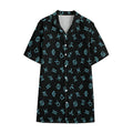 Blue Zodiac Symbols Pattern Print Cotton Hawaiian Shirt