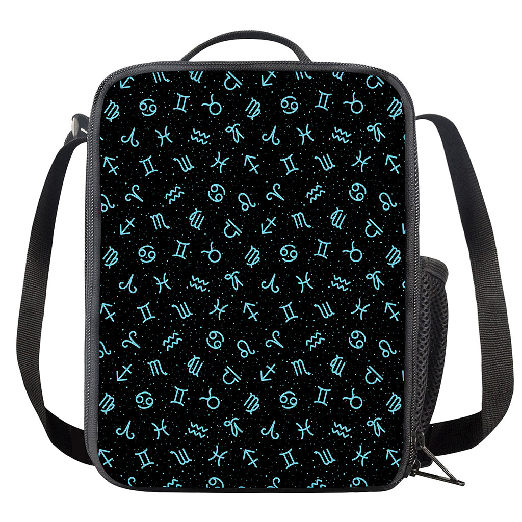 Blue Zodiac Symbols Pattern Print Crossbody Lunch Bag