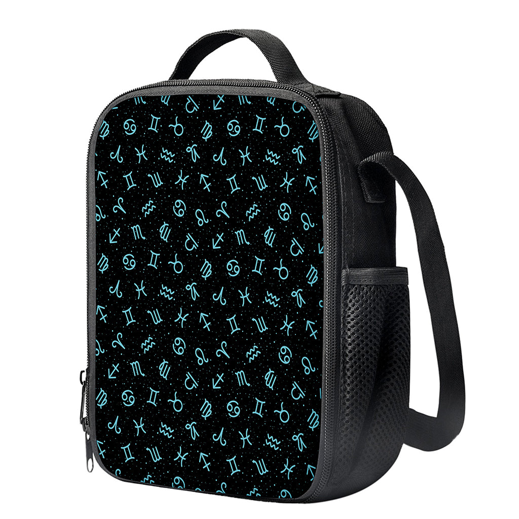 Blue Zodiac Symbols Pattern Print Crossbody Lunch Bag