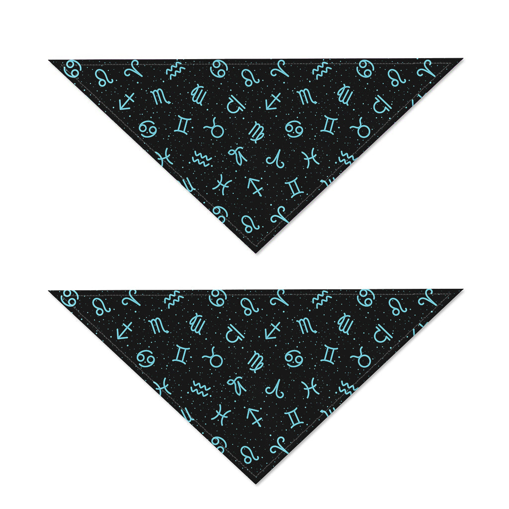 Blue Zodiac Symbols Pattern Print Dog Bandana