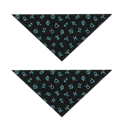 Blue Zodiac Symbols Pattern Print Dog Bandana