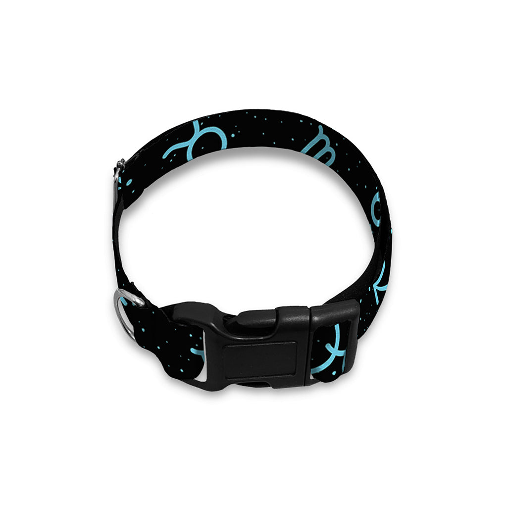 Blue Zodiac Symbols Pattern Print Dog Collar