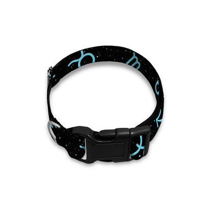 Blue Zodiac Symbols Pattern Print Dog Collar