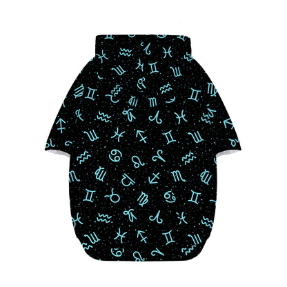 Blue Zodiac Symbols Pattern Print Dog Zip Up Hoodie