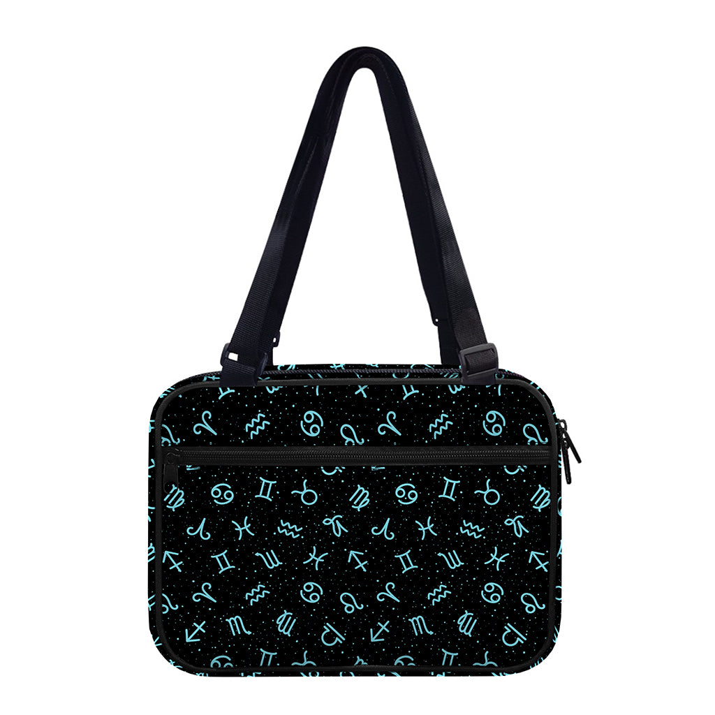 Blue Zodiac Symbols Pattern Print Double Strap Bible Bag