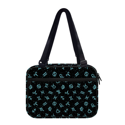 Blue Zodiac Symbols Pattern Print Double Strap Bible Bag