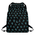 Blue Zodiac Symbols Pattern Print Drawstring Backpack