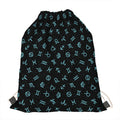 Blue Zodiac Symbols Pattern Print Drawstring Bag