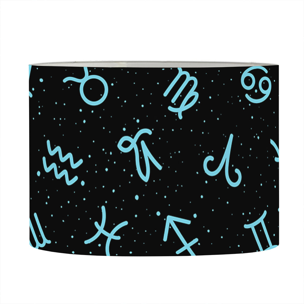 Blue Zodiac Symbols Pattern Print Drum Lamp Shade