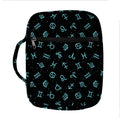 Blue Zodiac Symbols Pattern Print Front Pocket Bible Bag