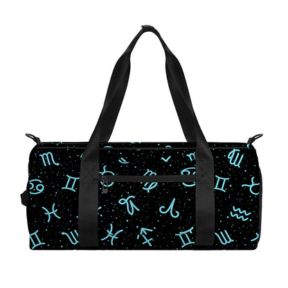 Blue Zodiac Symbols Pattern Print Gym Bag
