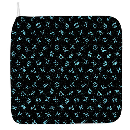 Blue Zodiac Symbols Pattern Print Hand Towel
