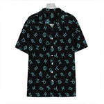 Blue Zodiac Symbols Pattern Print Hawaiian Shirt