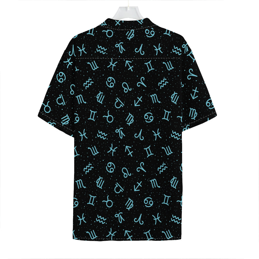 Blue Zodiac Symbols Pattern Print Hawaiian Shirt