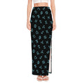 Blue Zodiac Symbols Pattern Print High Slit Maxi Skirt