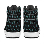Blue Zodiac Symbols Pattern Print High Top Leather Sneakers