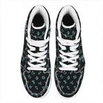 Blue Zodiac Symbols Pattern Print High Top Leather Sneakers