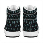 Blue Zodiac Symbols Pattern Print High Top Leather Sneakers
