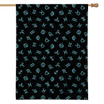 Blue Zodiac Symbols Pattern Print House Flag