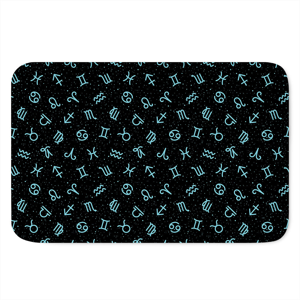 Blue Zodiac Symbols Pattern Print Indoor Door Mat
