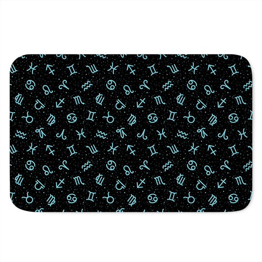 Blue Zodiac Symbols Pattern Print Indoor Door Mat