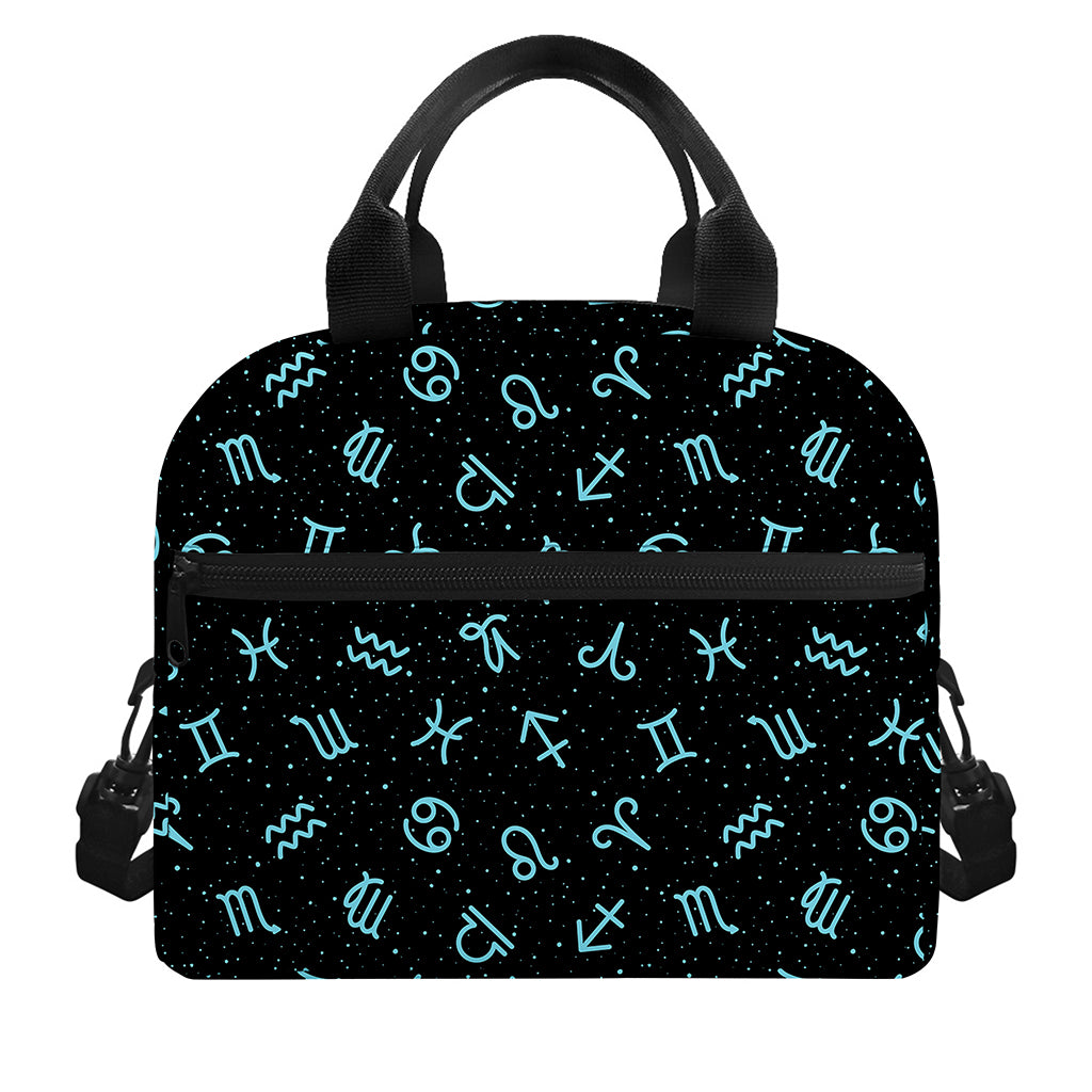 Blue Zodiac Symbols Pattern Print Insulated Lunch Bag