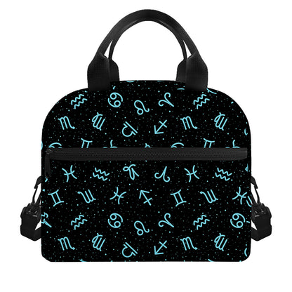 Blue Zodiac Symbols Pattern Print Insulated Lunch Bag