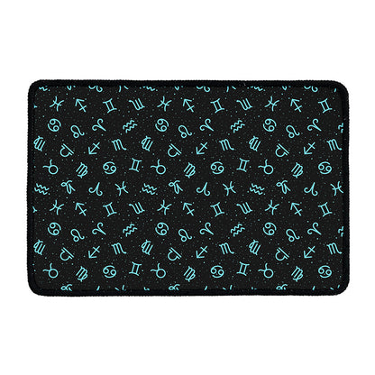 Blue Zodiac Symbols Pattern Print Kitchen Mat