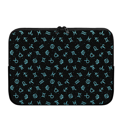 Blue Zodiac Symbols Pattern Print Laptop Sleeve