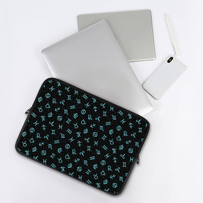 Blue Zodiac Symbols Pattern Print Laptop Sleeve