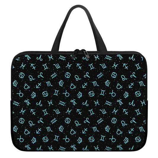 Blue Zodiac Symbols Pattern Print Laptop Sleeve With Handle