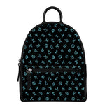 Blue Zodiac Symbols Pattern Print Leather Backpack