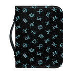 Blue Zodiac Symbols Pattern Print Leather Bible Cover