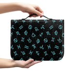 Blue Zodiac Symbols Pattern Print Leather Bible Cover