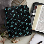 Blue Zodiac Symbols Pattern Print Leather Bible Cover