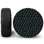 Blue Zodiac Symbols Pattern Print Leather Spare Tire Cover