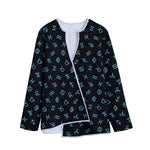 Blue Zodiac Symbols Pattern Print Long Sleeve Short Coat
