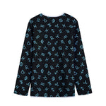 Blue Zodiac Symbols Pattern Print Long Sleeve Short Coat