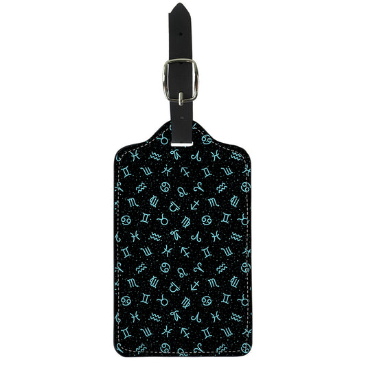 Blue Zodiac Symbols Pattern Print Luggage Tag